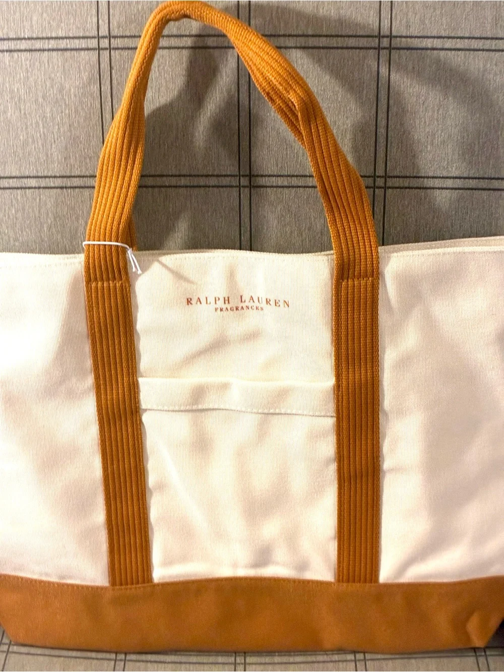Ralph Lauren FragCream and Brown Canvas Tote